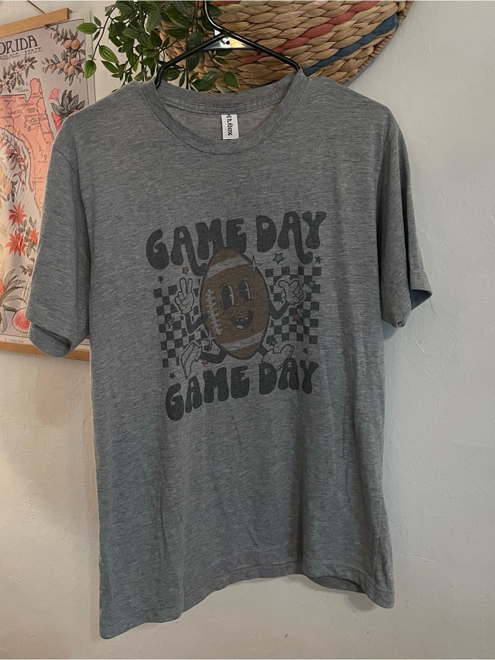 Football Game Day Graphic Tee - Gray